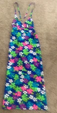 VINTAGE 70s Sears JR Bazaar Halter Maxi Dress Multicolor Hawiian JR Size 7 EUC