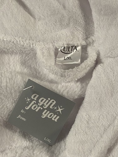 ULTA Beauty Size L/XL Women's Bright White Spa Bath Robe Chevron Pockets Plush - Picture 4 of 6