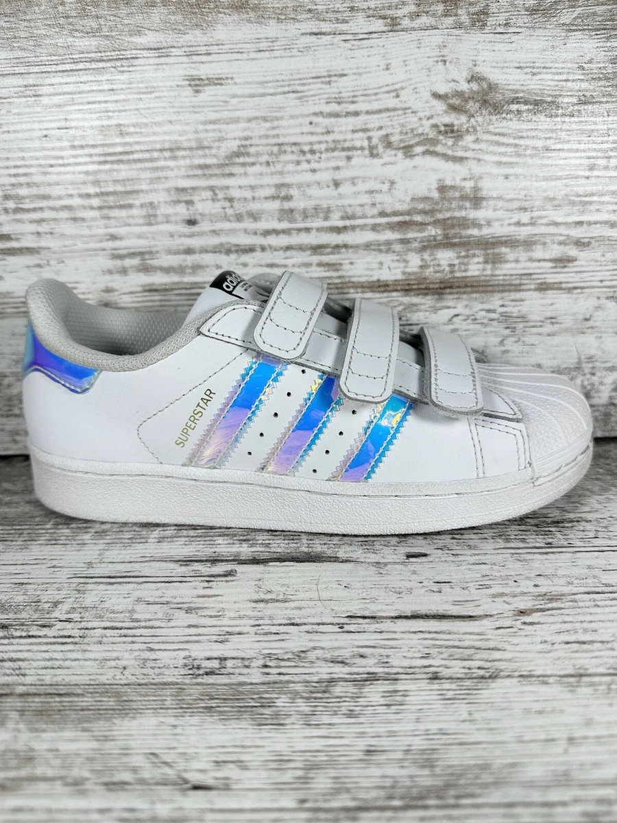 Youth Adidas Superstar CF White Iridescent Sneaker Sz 2.5 eBay