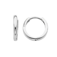 Genuine 14k White Gold Small 2mm Thin Hinged Hoop Earrings-10mm Diameter