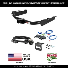 For 01-02 Sierra 2500HD Trailer Hitch w/ 5Pin Wiring std. Bmpr Exc OE Hitch Curt