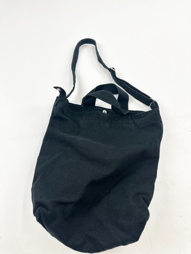 Baggu Tote Bag Womens Black Duck Canvas Horizontal Snap Closure Crossbody Strap