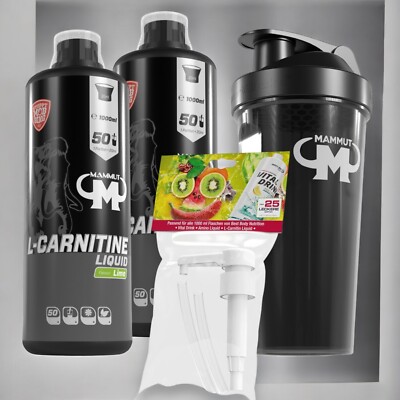 Mammut L-Carnitin Liquid, 2 x 1000 ml  + Dosierpumpe und Shaker 21,90 /Liter