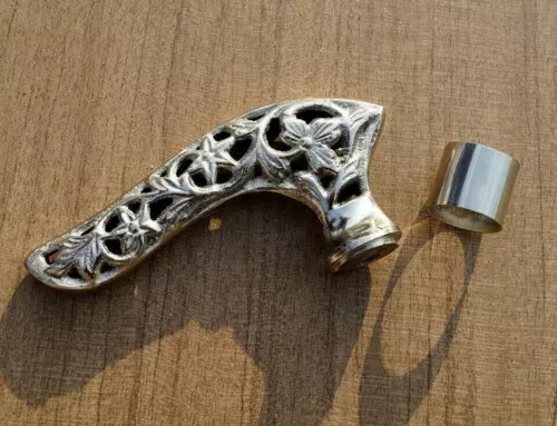 Solid Brass Derby Head Handle Only For Wooden Wal… - image 2