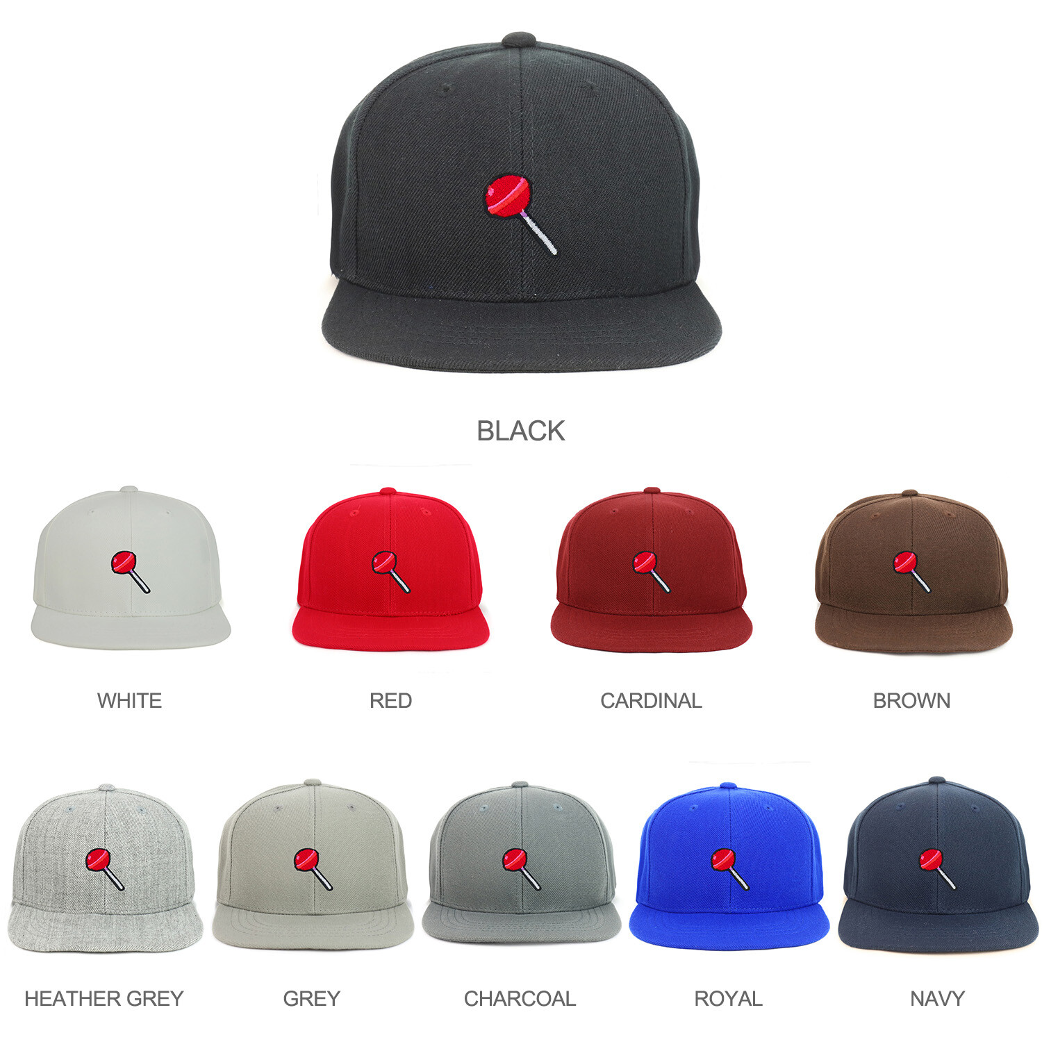 Youth Kid Size Lollipop Patch Flat Bill Snapback Baseball Cap - FREE SHIPPING