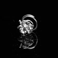 One Silver Rhinestone Clear Butterfly On Twist Spiral Bridal Hair Pin 