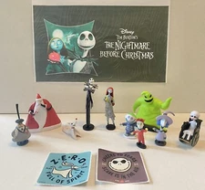 Disney Nightmare Before Christmas Deluxe Toy Figure Set of 10 w/ Bonus Stickers
