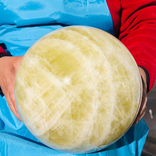 30.36LB Large Natural Yellow Crystal Ball Quartz Citrine Sphere Mineral Healing - Picture 19 of 20