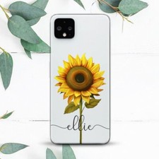Custom Name Sunflower Minimalist Case For Google Pixel 2 3 3a 4 4a 5 6 7 8 XL