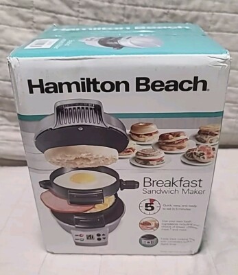 NIB Hamilton Beach Breakfast Sandwich Maker Silver Model 25478R