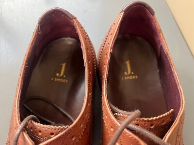 J Shoes Mens Charlie Oxford Wingtip Dress Shoes Brown Leather Round Toe Size 11 J Shoes Mens Charlie Oxford Wingtip Dress Shoes- Brown  main image 2