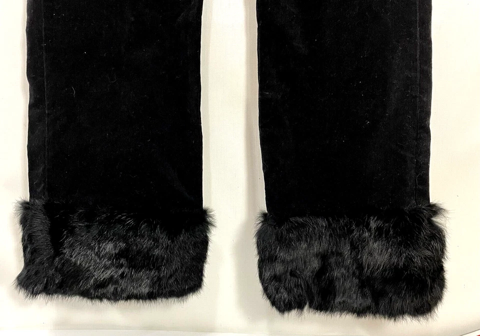 Pantalones Ashley Stewart para mujer 14 negros pana imitación piel dobladillo puño algodón elástico Foto 3 de 4