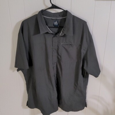 Eddie Bauer First Ascent Shirt Men's 2XL Gray Short Sleeve Button Down