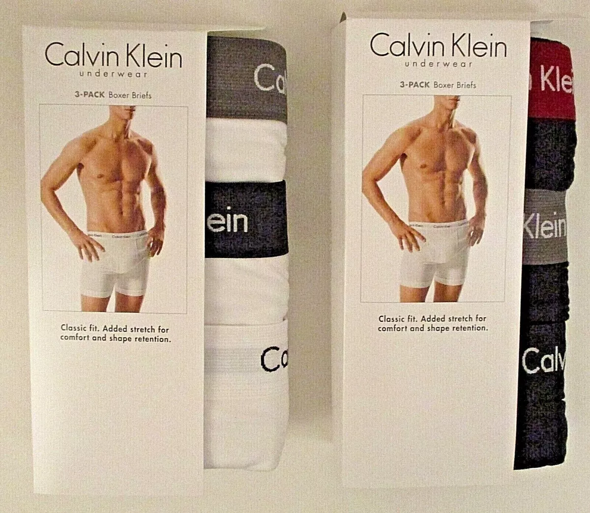 3 CALVIN KLEIN SIZES: M L XL BLACK WHITE GRAY 95% COTTON STRETCH BOXER  BRIEFS