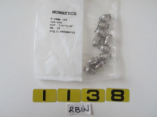 NUMATICS F-INWB 103 104-020 PUSH-IN ADAPTER 1/4X1/8    LOT OF 10 - Picture 1 of 10