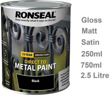 Direct to Rust Black Metal Paint Matt , Gloss , Satin Finish Quick Dry All Sizes