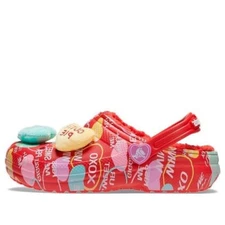 Kids Crocs Classic Lined Elevated Sweethearts Clogs 'Red multi' 207814-610 NWB