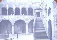 Palazzo Del Podesta Court Yard, Florence, Italy,  Magic Lantern Glass Slide