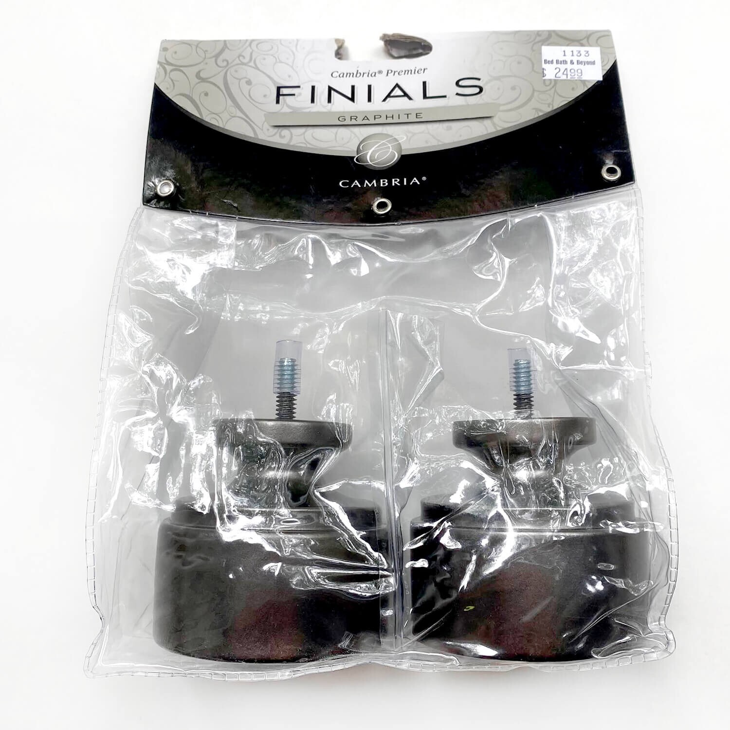 Cambria Premier Graphite Drapery Curtain Urban Knob Finial Rods Holdback Use eBay