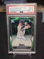 BRAYDEN TAYLOR 2023 Bowman Chrome 1st Sapphire - PSA 10 Prospect Auto Green