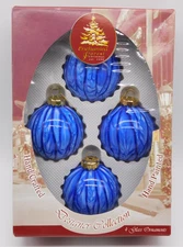 Enchanted Forest Blue Hand Painted Glass Designer Collection Christmas Ornaments