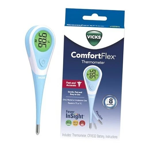 ComfortFlex Digital Thermometer: Accurate Color-Coded Reading in 8 Seconds,