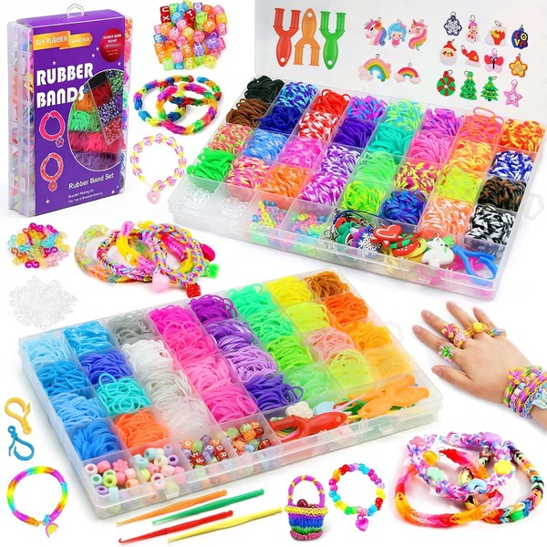 Loom BäNder Set 5000 Farben 64 Farben DIY GummibäNder Kinder-image