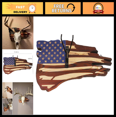 #ad #ad European Mount Skull Hanger USA Flag Decor Hook Deer Antler Display Rack Kit $36.89