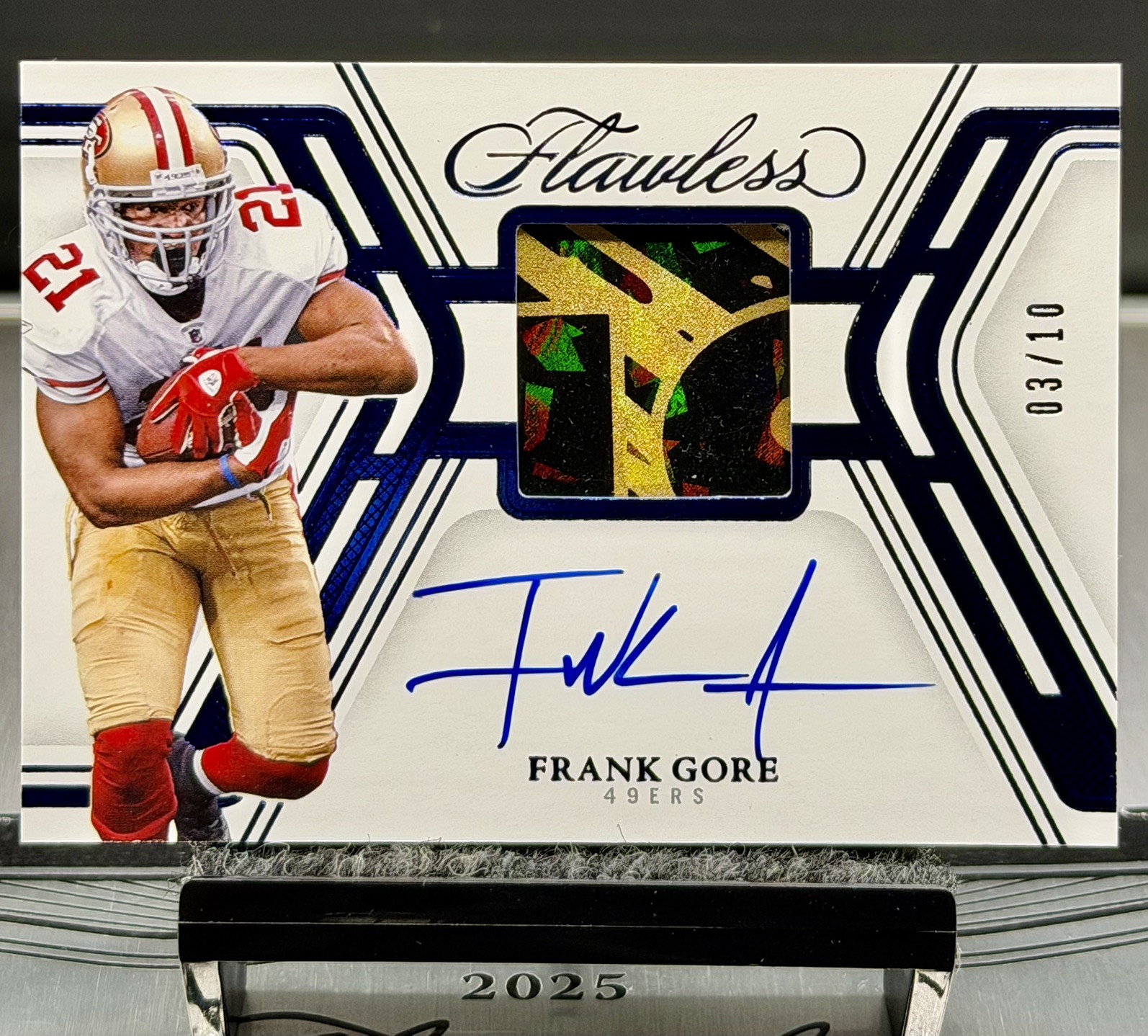 2025 Flawless Signature Gloves ⭐️Frank Gore Sapphire Holo Auto,SSP#/10, Niners🔥 view 6