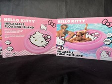 Hello Kitty 4' Round Inflatable Floating Island Swimming Pool Float - Pool Toy