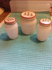 VTG Anchor Hocking Milk Glass Metal Tulip Lids Grease Salt Pepper Shakers USA