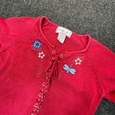 Kobe Girl Knit Sweater Kids Size 7/8 Pink Y2K Embroidered Lace Up Boho Top