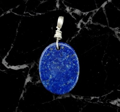 71.50 Cts Natural Blue Lapis Lazuli Oval Cab Pendant Sterling Silver Handmade