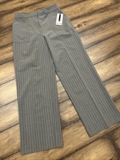 NWT $89 Nine West Size 8 High Rise Wide Leg Pants Gray W/ Pinstripes 30” Inseam