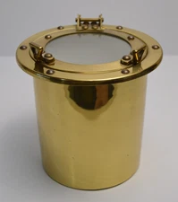 Vintage Brass Port Hole Nautical Ice Bucket Pewtertone Mann Beach House Barware