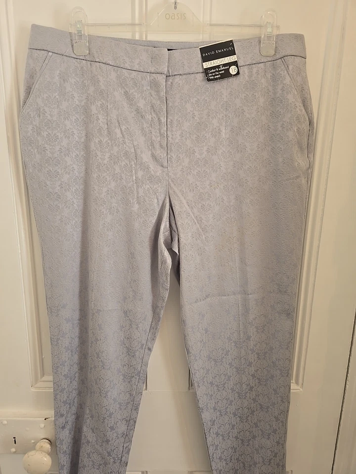 David Emanuel Blue Trousers Jacquard material size UK 18 - Image 4 of 4
