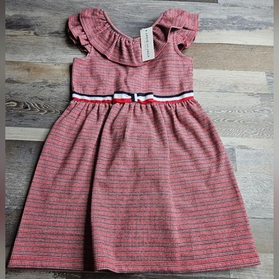 Janie And Jack NEW Jacquard Houndstooth Dress Size 6 Red Blue White | eBay