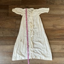Antique Victorian Child's Cotton Dress Nightgown Toddler 2-3T Ruffle Front 10F4
