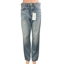 NEW Zara Women's Blue High Waisted Faded Straight Wide Leg Denim Jeans Pants 6