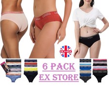 Ladies Womens Knickers Underwear Bikini Cotton Stretch Pants Ex Store 6 PACK NEW