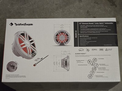Rockford Fosgate M1D4-12 12'' DVC 4Ω Color Optix Marine Subwoofer White Grille 