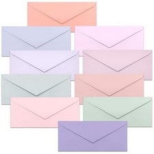 Business Envelopes, 100-Pack 10 Envelopes, 4 1/8 x 9 1/2 Inches, 10 Pastel C...