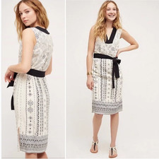 Anthropologie HD in Paris Eventide Midi Dress, Size 8, Soft Rayon Blend, Dressy