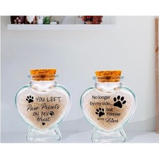 New 2 pc. Pet Hair Memorial Bottle  Ashes Urn Glass Set - Keepsake Vial