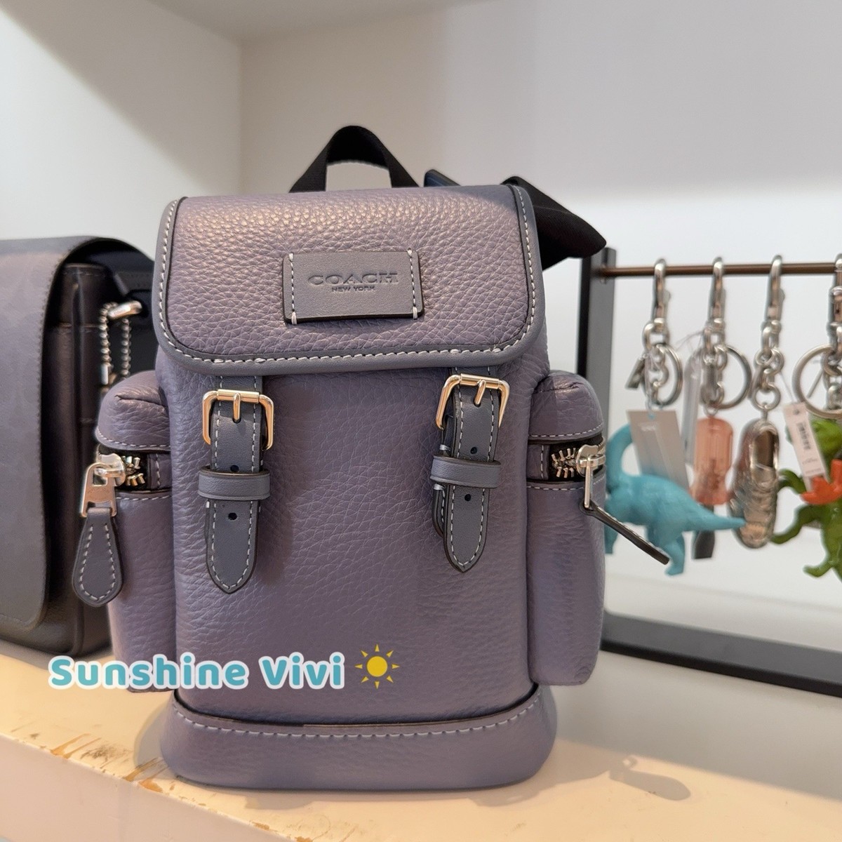 NWT Coach Sprint Sling Pack cbf63 Leather Silver LIGHT DENIM | eBay
