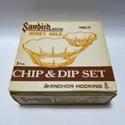 Anchor Hocking VINTAGE Swedish Modern Chip & Dip Set Honey Gold  NEW
