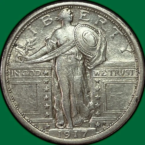 1917 Type 1 Standing Liberty Quarter Choice Extremely Fine XF+ Coin #35188