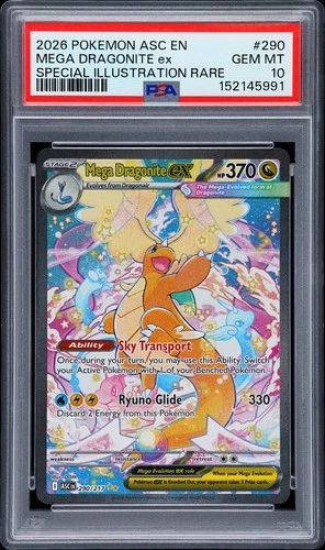 PSA 10 POKEMON ASCENDED HEROES 290 MEGA DRAGONITE EX SPECIAL ILLUSTRATION PSA 10