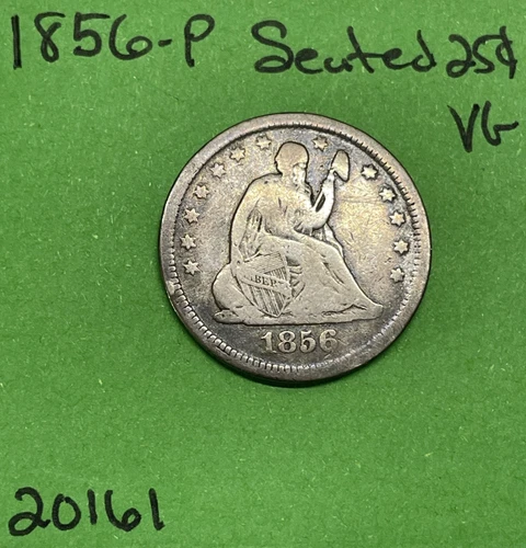 1856-P Silver Seated Liberty Quarter 25c Vg Very Good US Coin