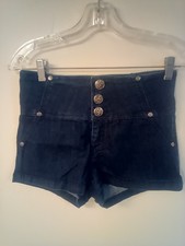 Nissi brand blue denim shorts size S cotton polyester spandex button waist 28"
